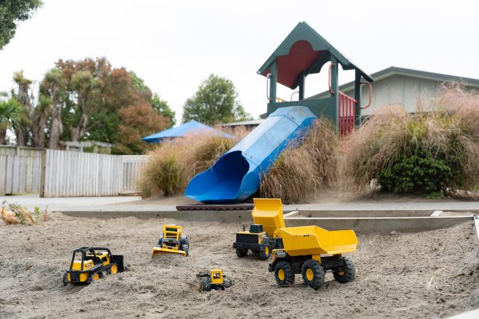 Preschool play space with natural materials